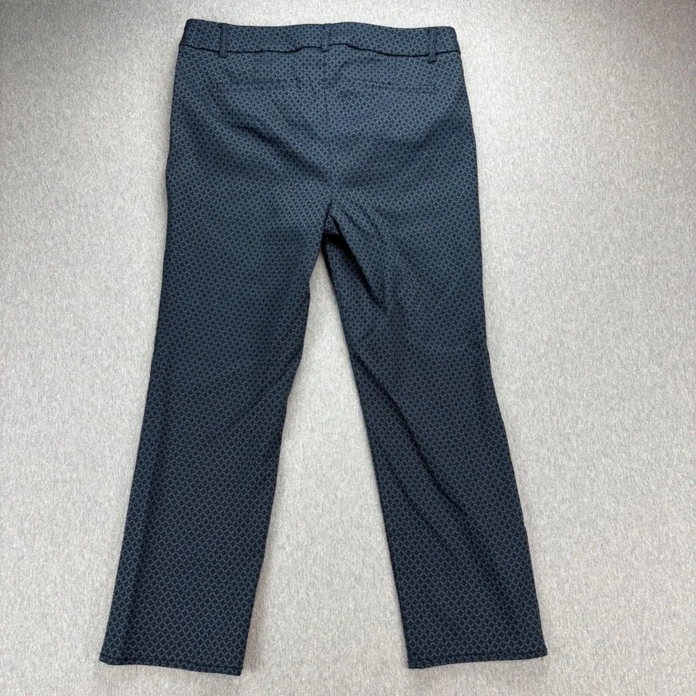 Roz & Ali Pant Womens 10 Blue Black‎ Geometric Print Straight Leg Casual Career - Picture 4 of 12